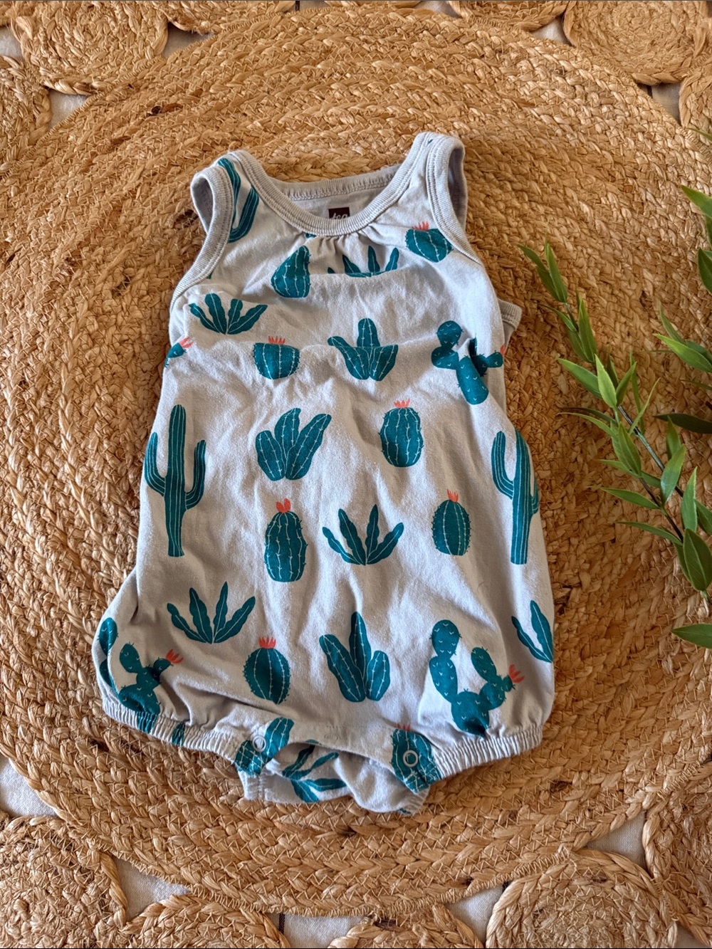 Tea Collection 100% cotton Cactus Print One-Piece Romper. 12-18 mo